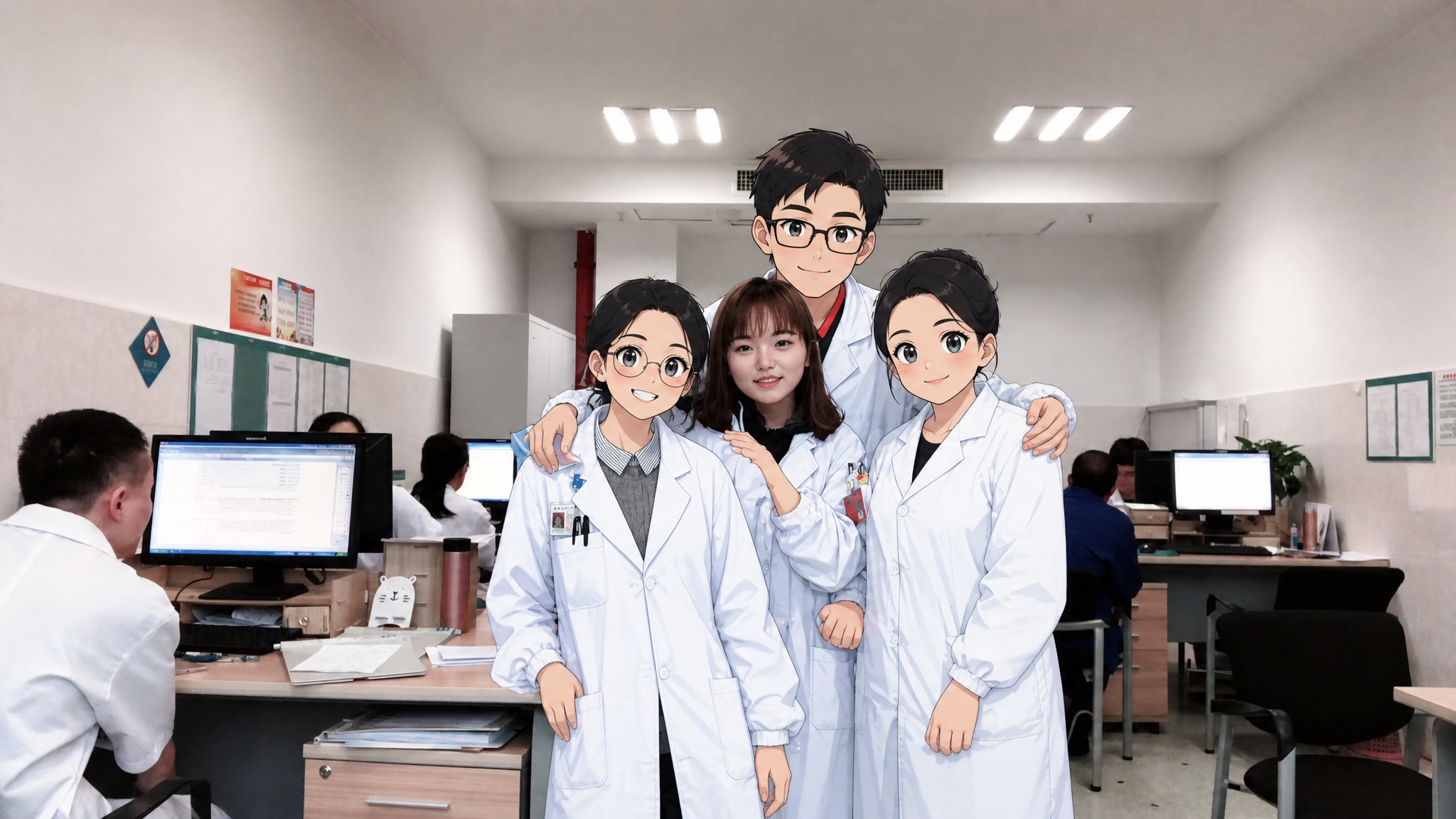 嘉嘉老师在医院工作场景中的合影